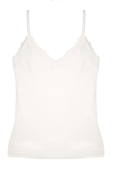 Organic Cotton Lace Trimmed Cami in White