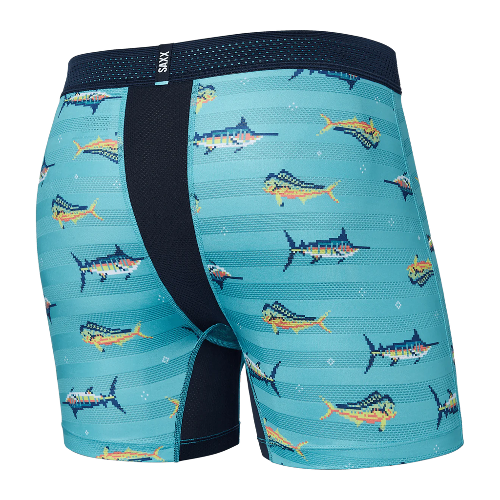 DROPTEMP Cooling Mesh Boxer Brief w/ Fly in Trophy Catch Turquoise