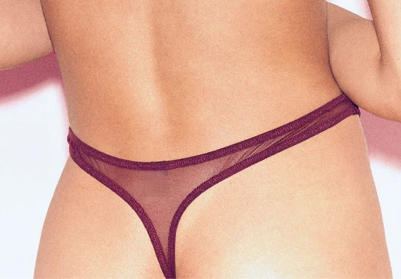 Luxe Velvet Thong in Burgundy