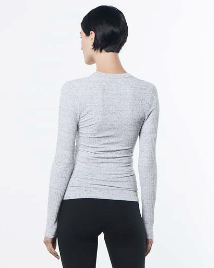 Ribbed Long Sleeve U-Neck in White