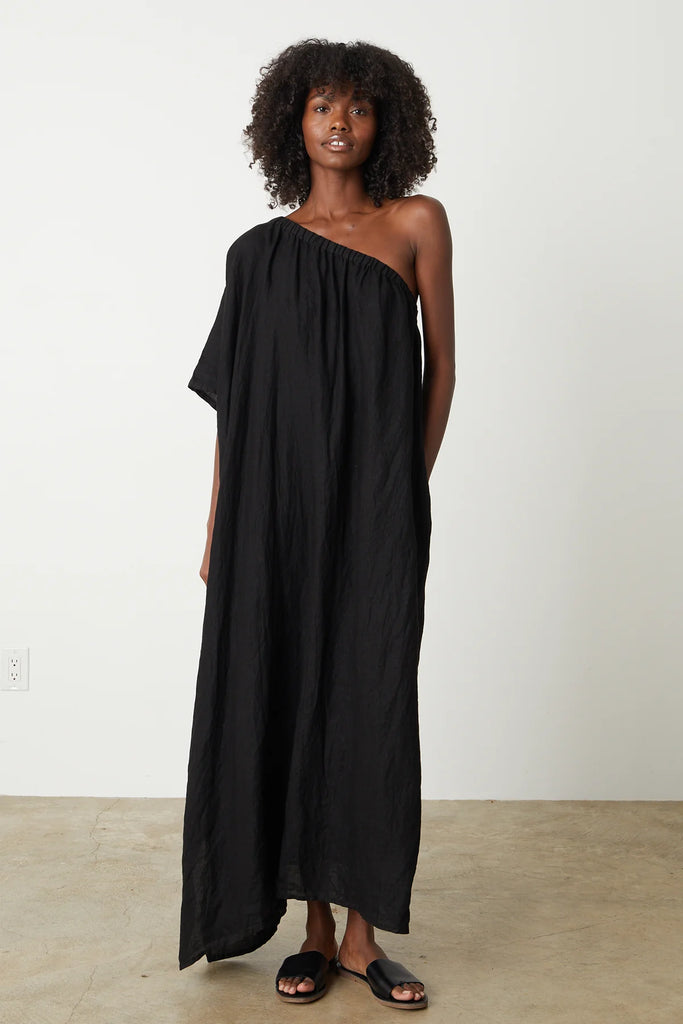 ANDREA One Shoulder Tunic Dress in Black
