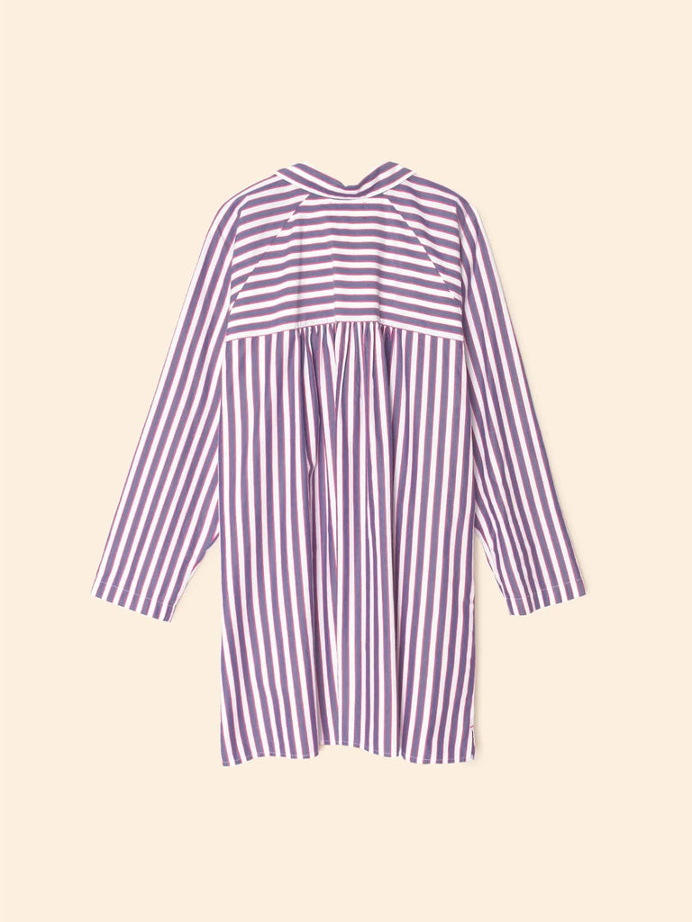 FLORA Shirt Dress in Blue Rose Stripes