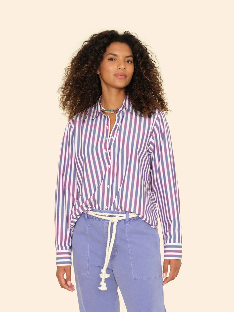 BEAU Long Sleeve Shirt in Blue Rose Stripes