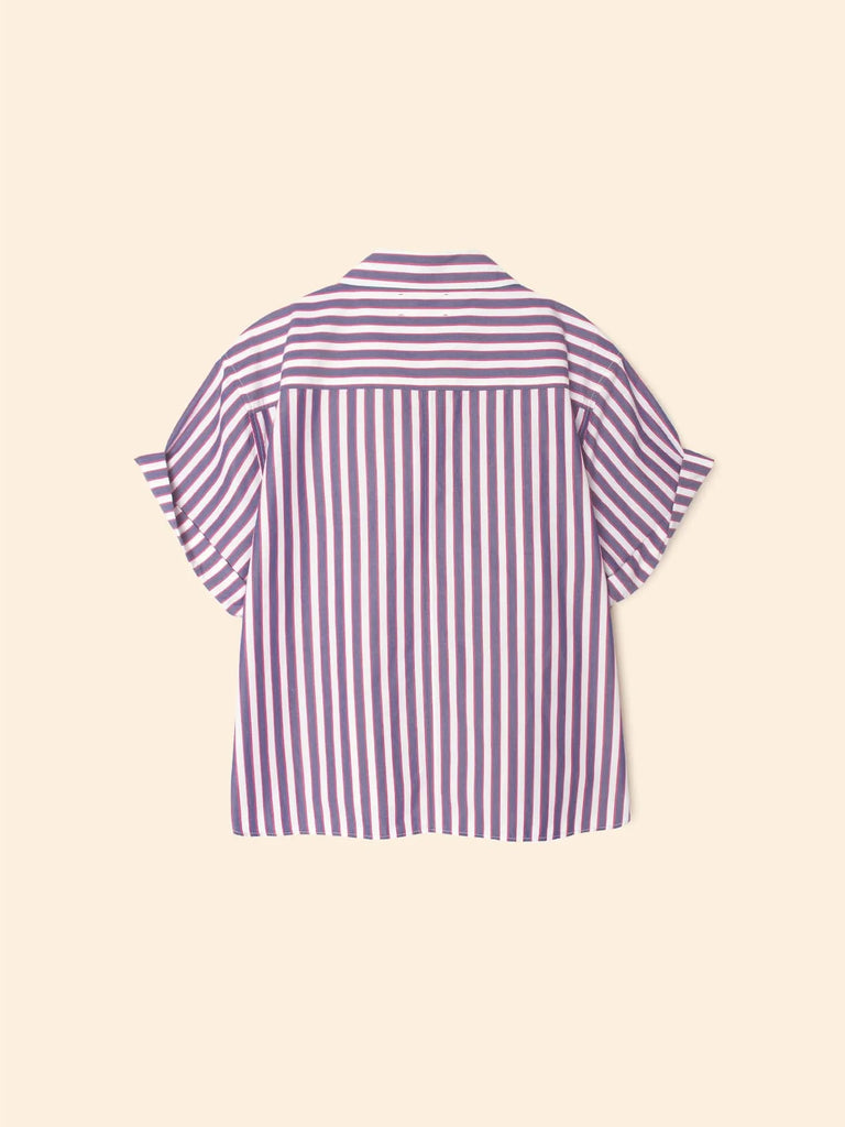 DRAKE Short Sleeve Top in Blue Rose Stripes