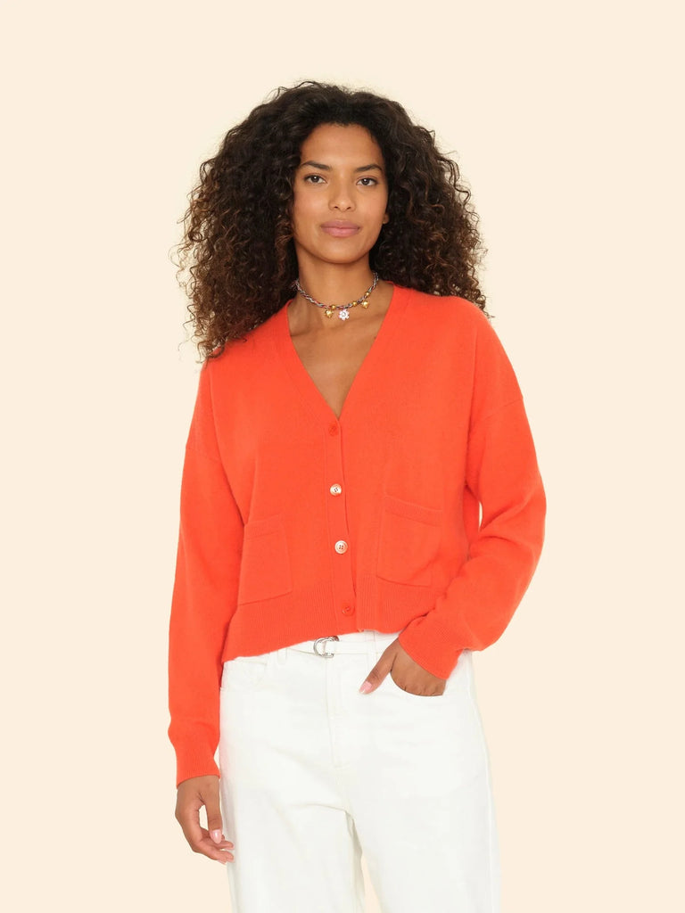 TRUDIE Cashmere Cardigan in Red Sun