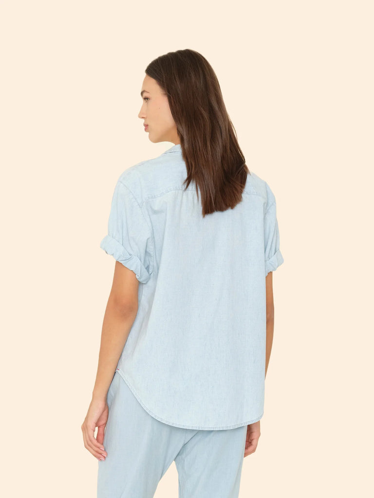 CHANNING Short Sleeve Chambray Shirt in Air Blue
