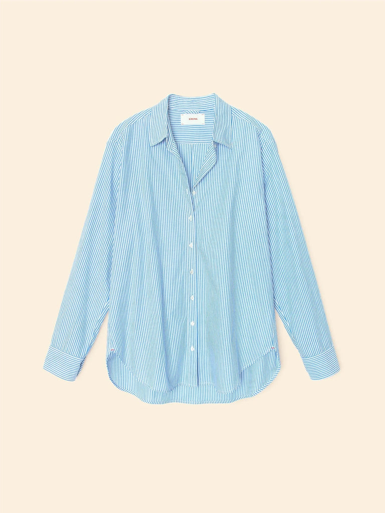 BEAU Long Sleeve Shirt in Myrtle Blue Stripe