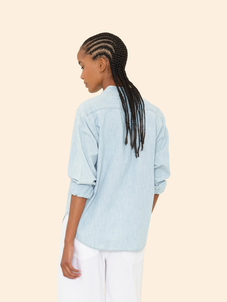 BEAU Long Sleeve Chambray Shirt in Air Blue