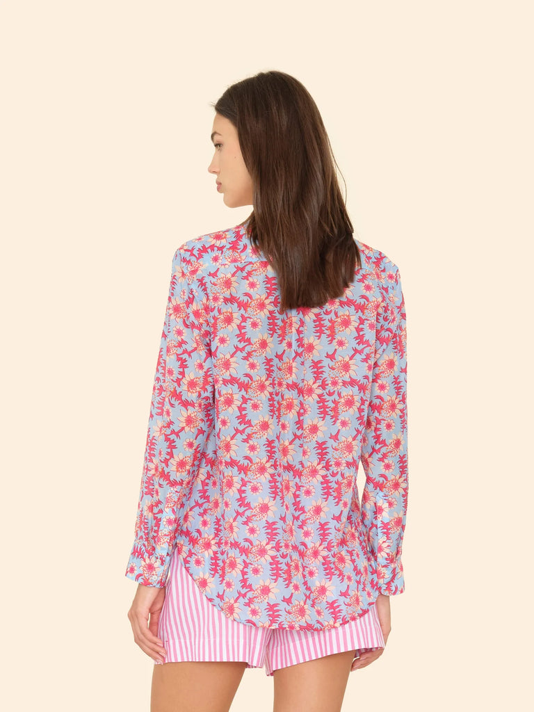 BEAU Long Sleeve Gauze Shirt in Cornflower Blue