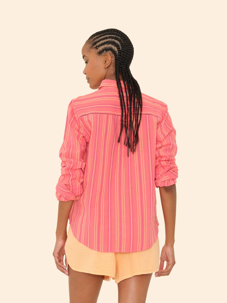 SCOUT Long Sleeve Striped Shirt in Sunset Rose