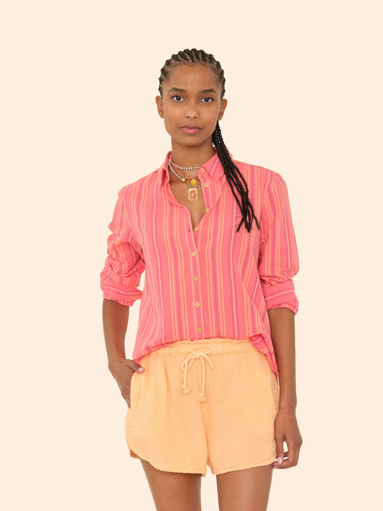 SCOUT Long Sleeve Striped Shirt in Sunset Rose
