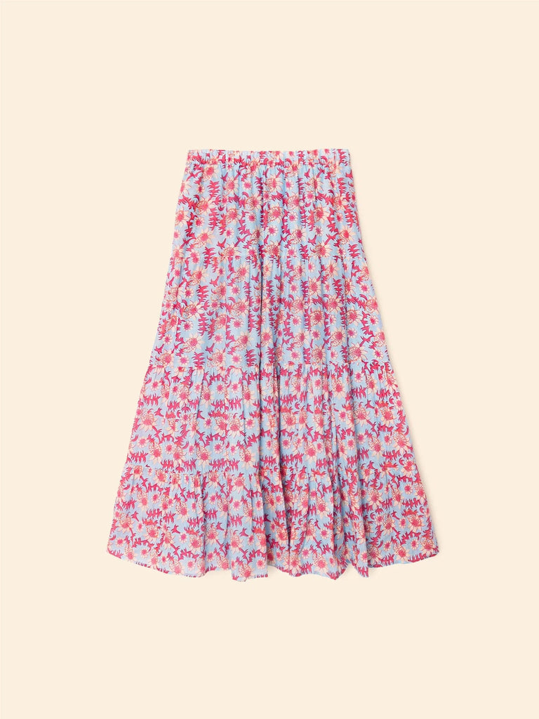 VIOLA Gauze Maxi Skirt in Cornflower Blue