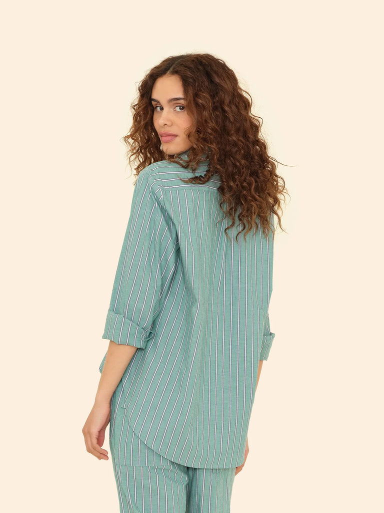 BEAU Long Sleeve Shirt in Cilantro Stripe