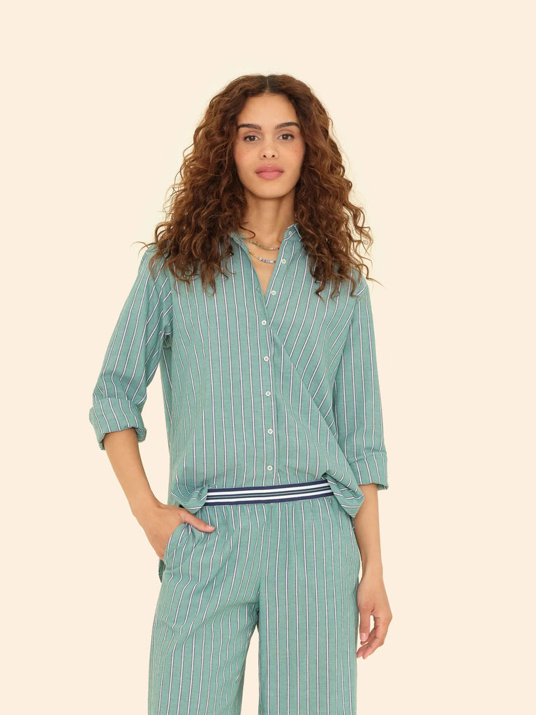 BEAU Long Sleeve Shirt in Cilantro Stripe