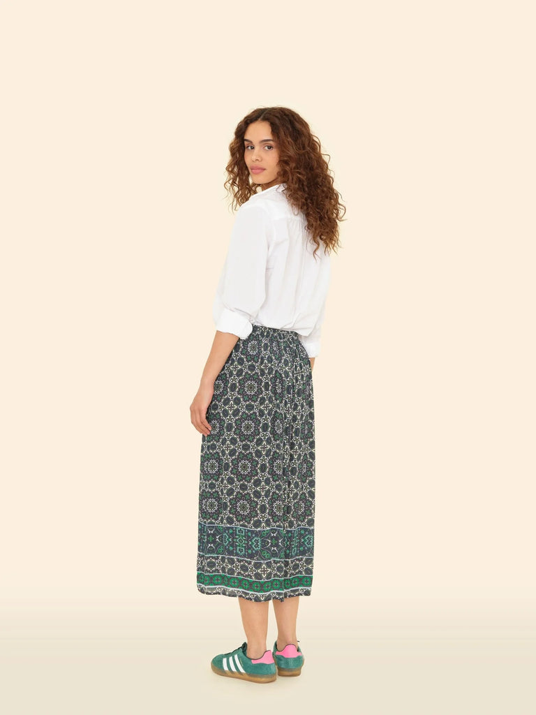 YANA Midi Skirt in Navy Tile