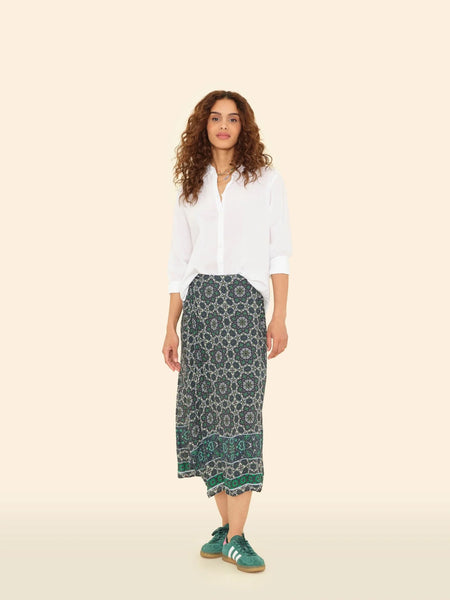 YANA Midi Skirt in Navy Tile