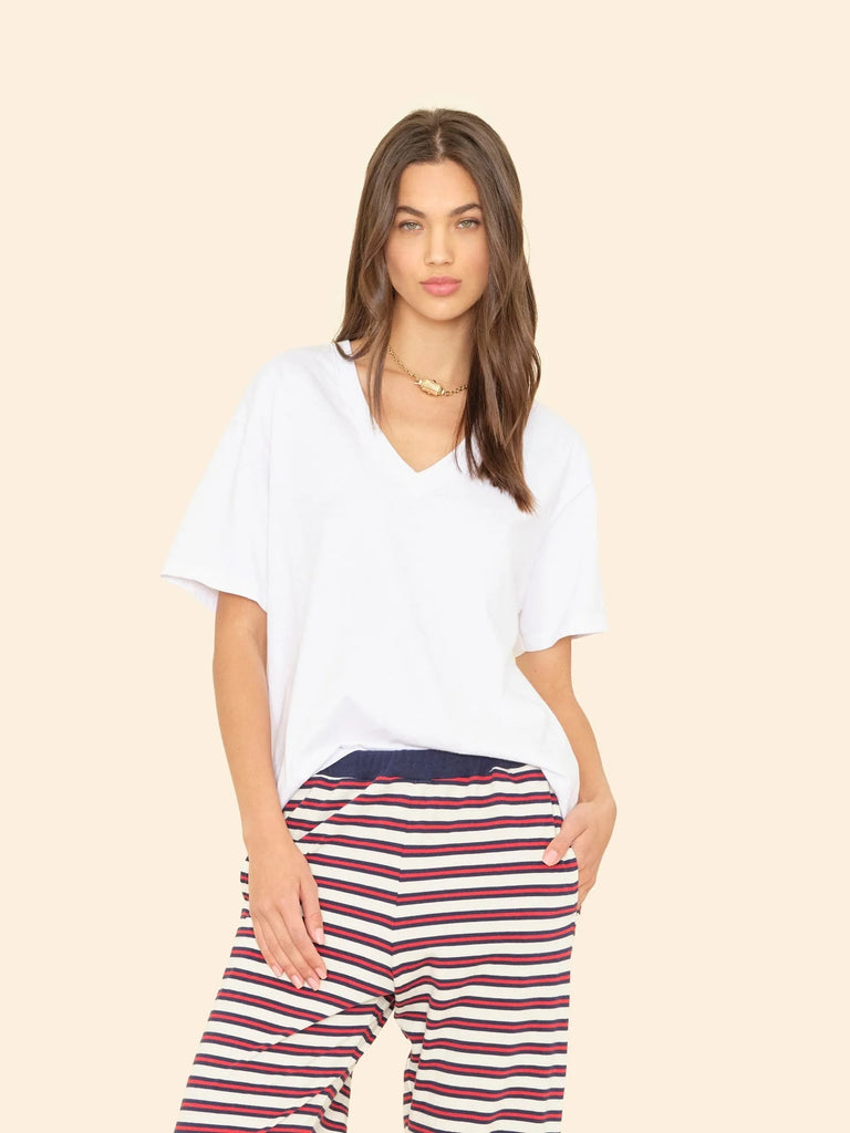 NATE Oversized V-Neck Tee in White