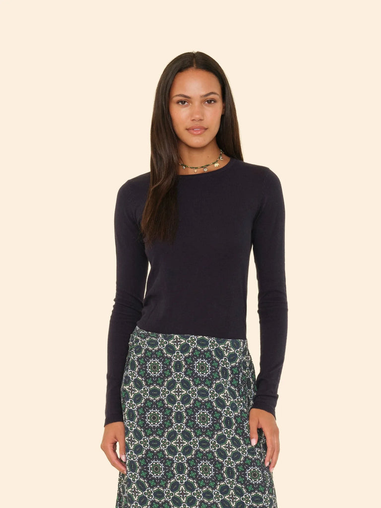 CREWE Cashmere/Cotton Crew Sweater in Navy
