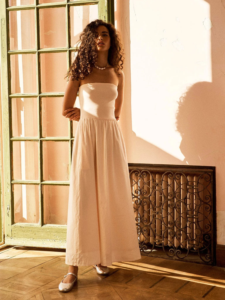 FINNIAN Strapless Dress in Cream Peach