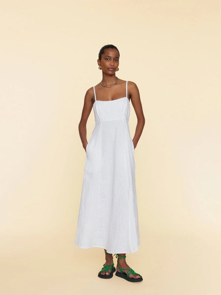 DARYL Linen Sleeveless Dress in White
