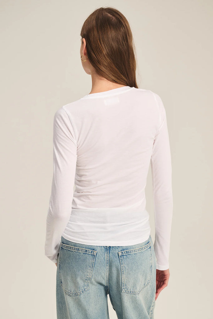 ZOFINA Long Sleeve Crew Tee in White