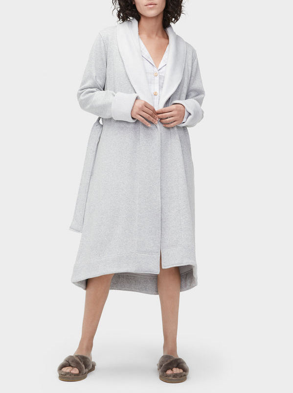 DUFFIELD II Double Knit Fleece Robe in Seal Heather