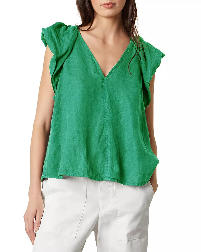 AVA Flutter Sleeve Top in Jade