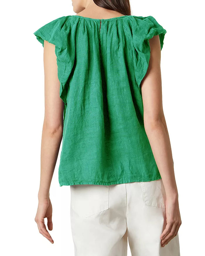 AVA Flutter Sleeve Top in Jade