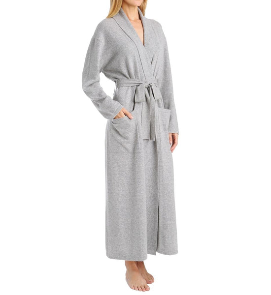 Cashmere Long Duster Robe in Flannel Grey