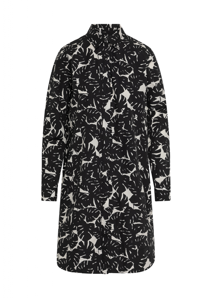 GRACIA NEW Printed Long Sleeve Dress in Black/Tan