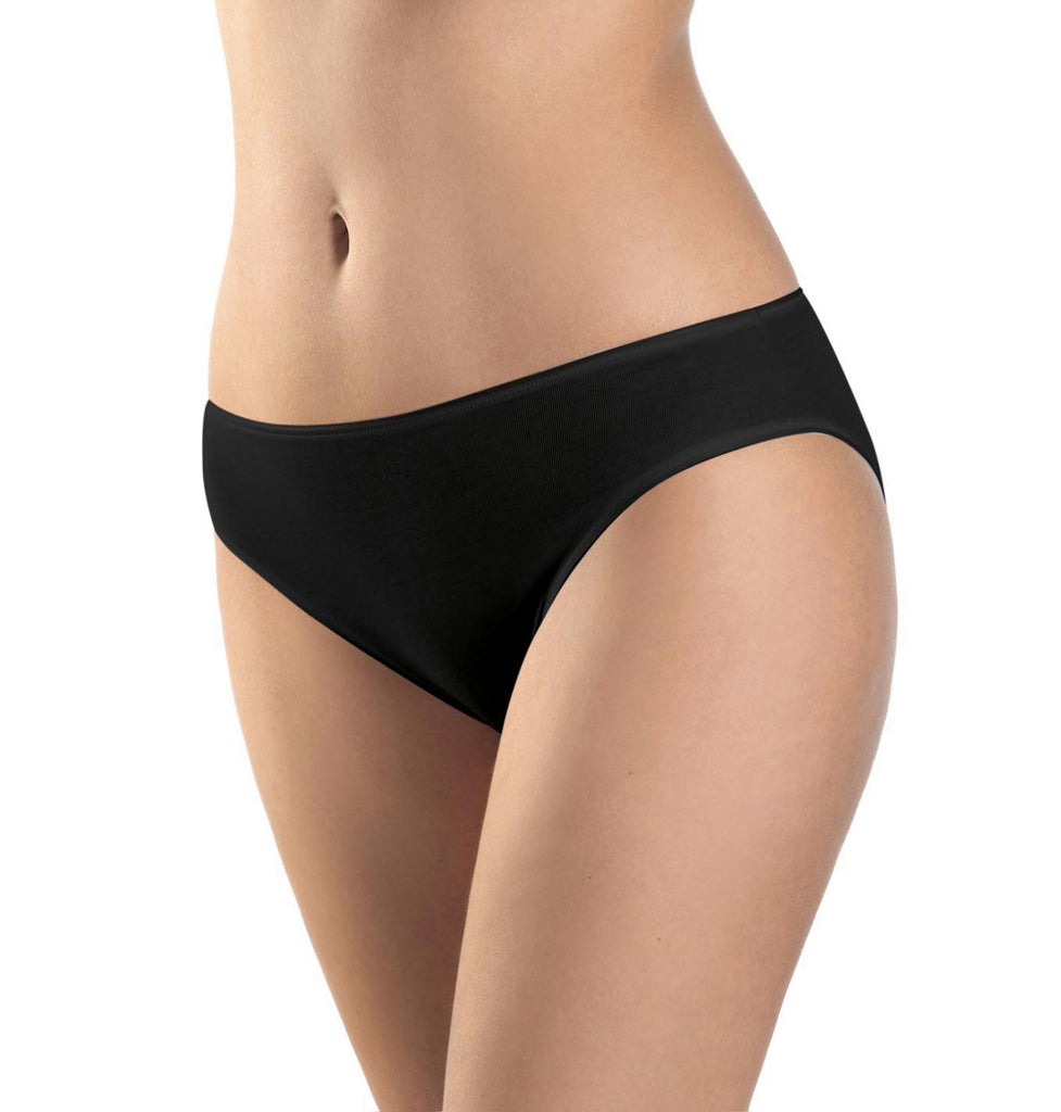 Cotton Seamless Hi-Cut Full Brief in Black