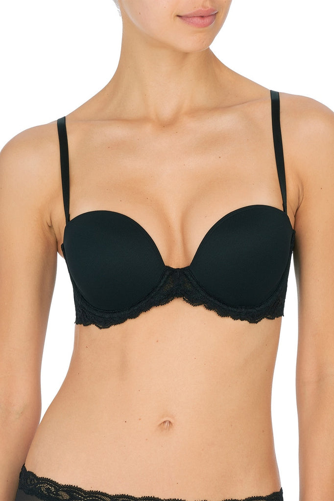 FEATHERS Strapless Convertible Plunge Bra in Black