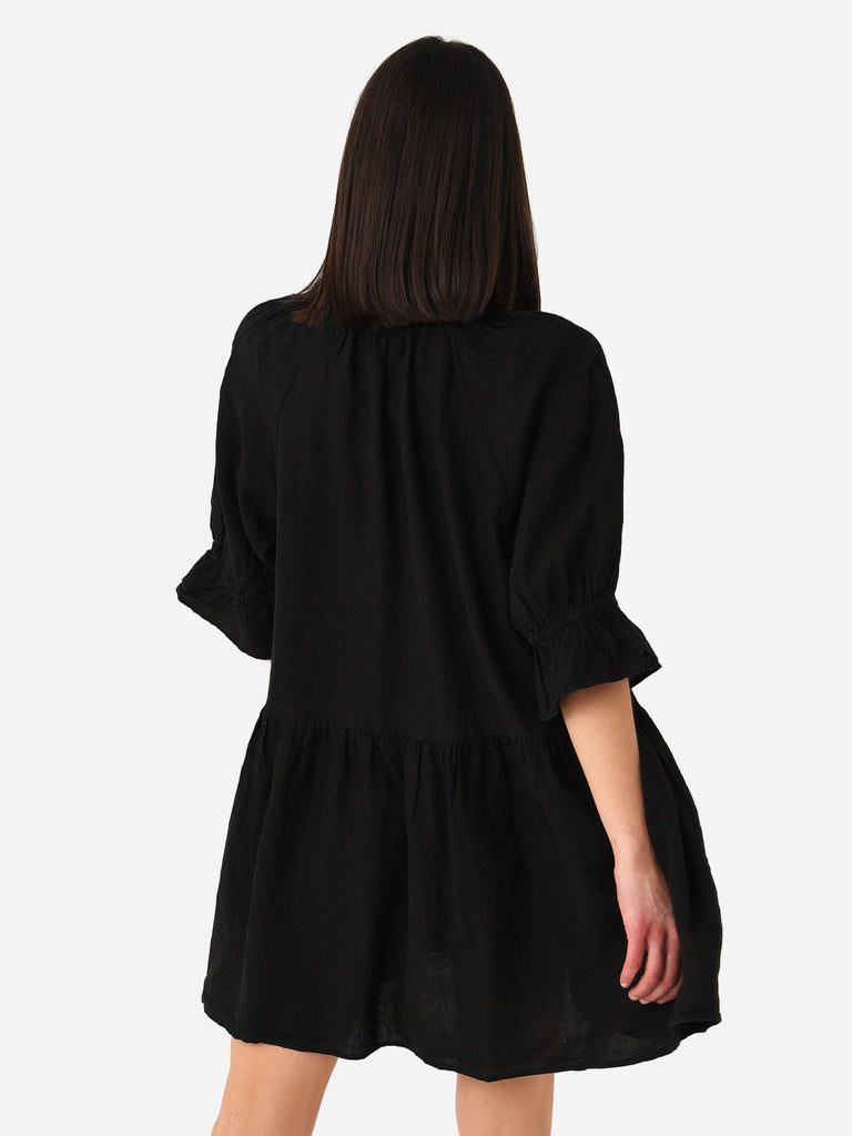 BRIA 3/4 Sleeve Tier Dress in Black