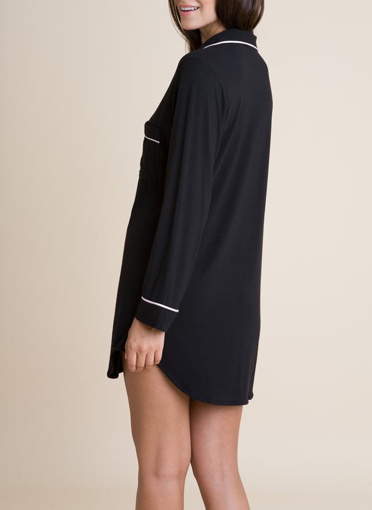 GISELE Sleepshirt in Black/Sorbet Pink