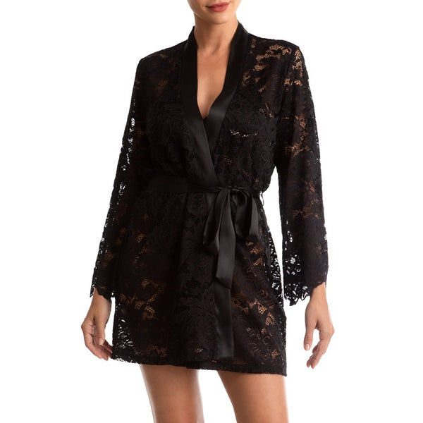 ROMAN HOLIDAY Lace Wrap Robe in Black
