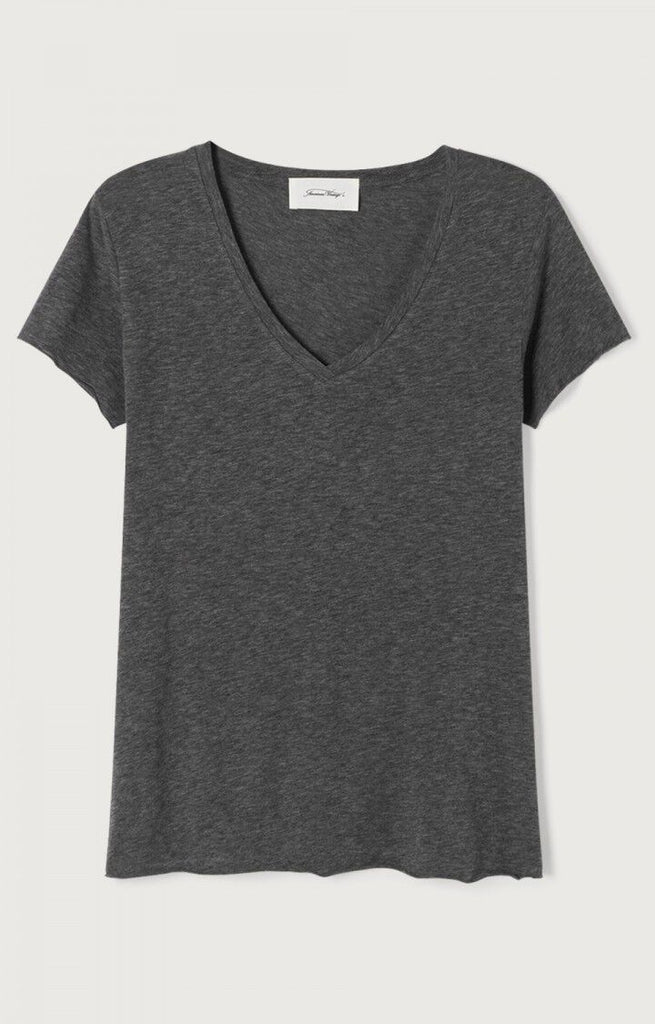 JACKSONVILLE V-Neck Short Sleeve Tee in Charcoal Melange