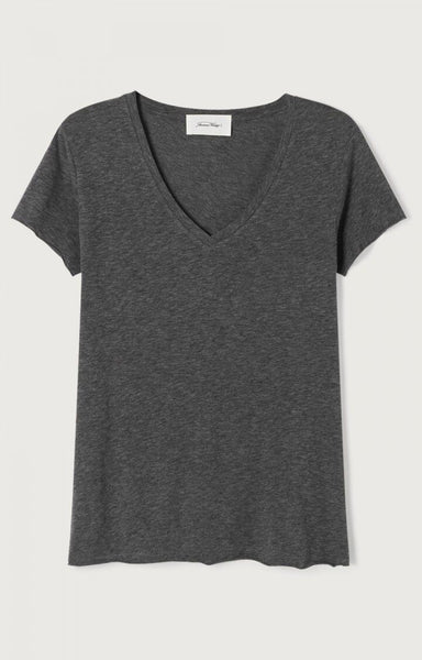 JACKSONVILLE V-Neck Short Sleeve Tee in Charcoal Melange