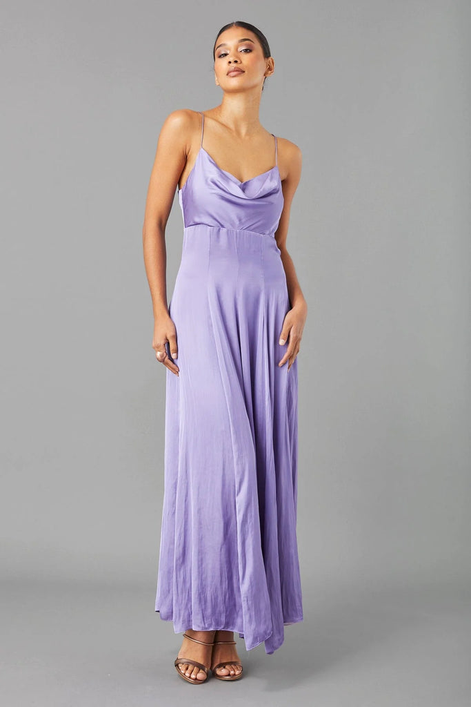 Cowl Neck Maxi Dress in Purple