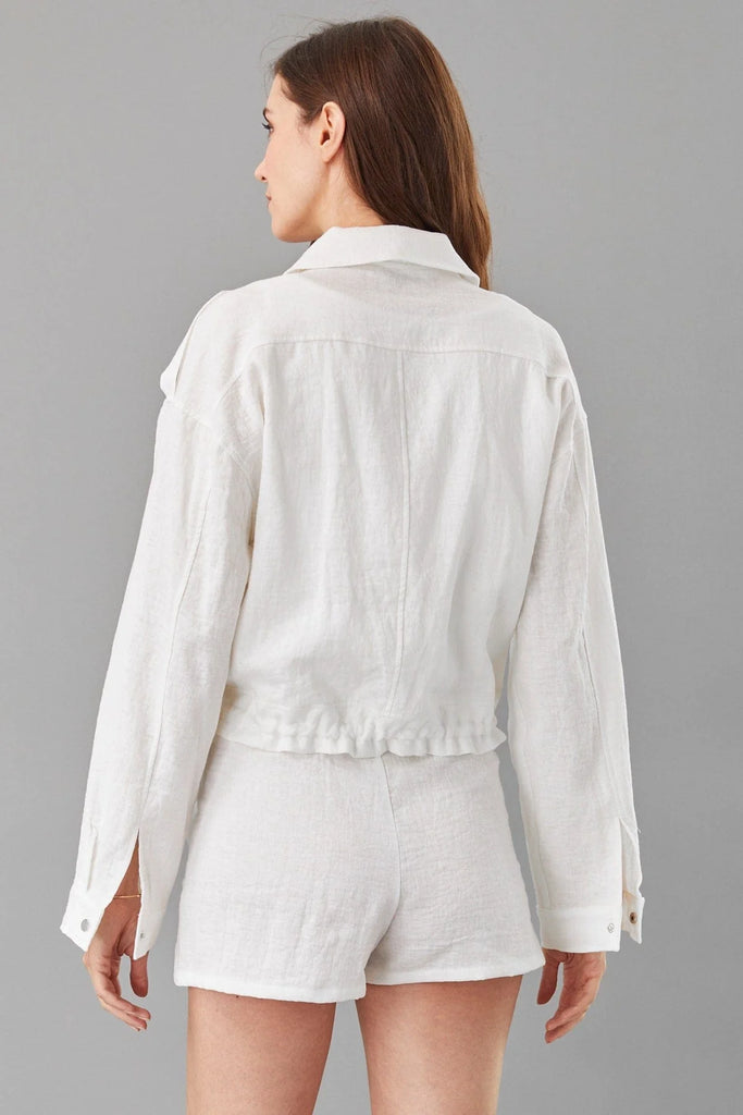 Drop Shoulder Linen Jacket in White