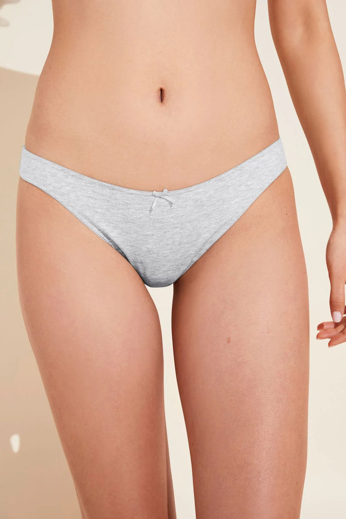 Pima Stretch Cotton Thong in Heather Grey