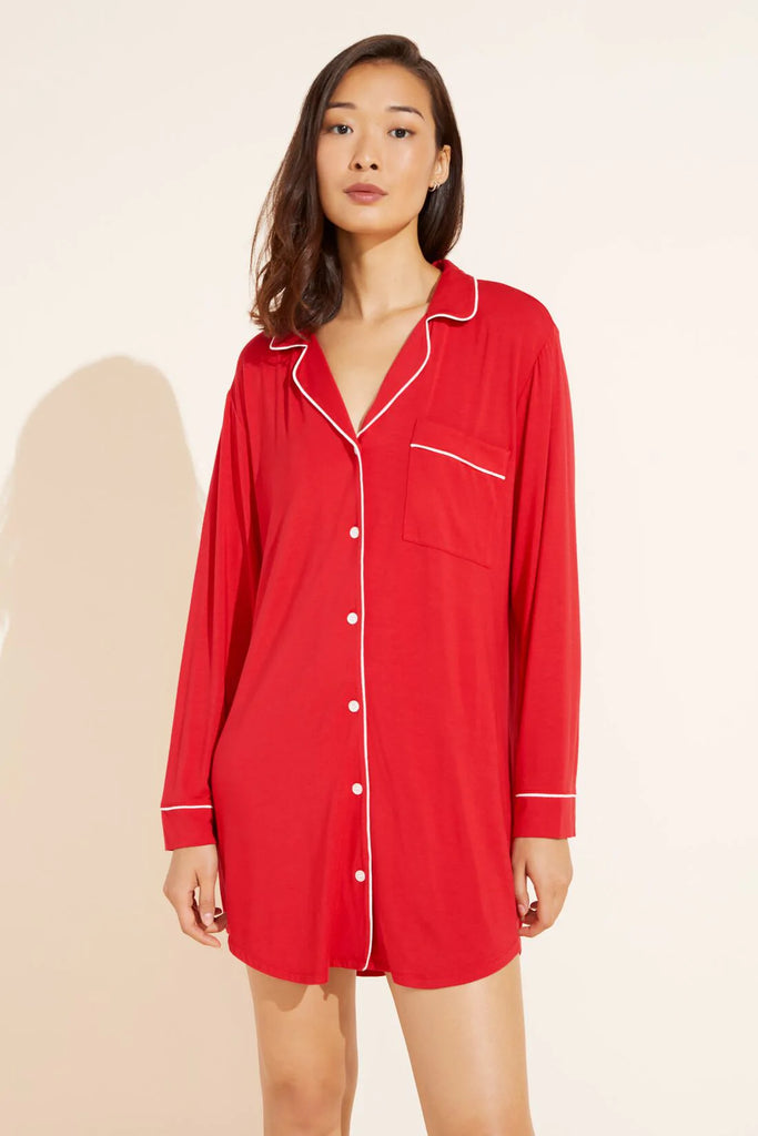 GISELE Sleepshirt in Haute Red/Ivory