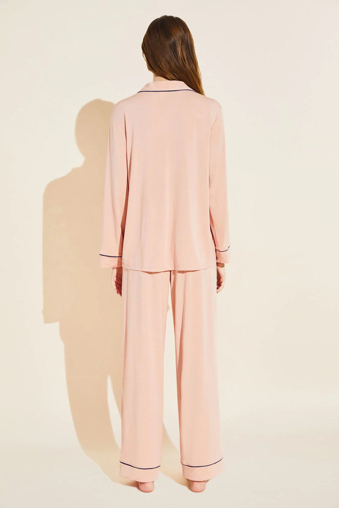 GISELE Long PJ Set in Rose Cloud/Navy