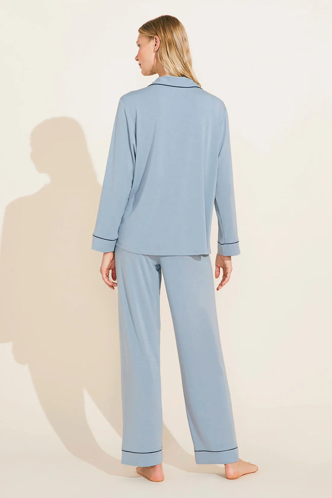 GISELE Long PJ Set in Ciel/Navy