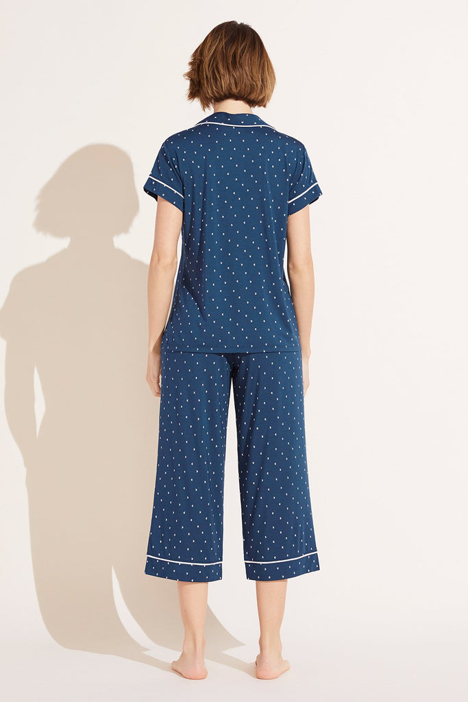 GISELE Short Sleeve & Cropped Pant PJ Set in Lunita Indigo/Bone