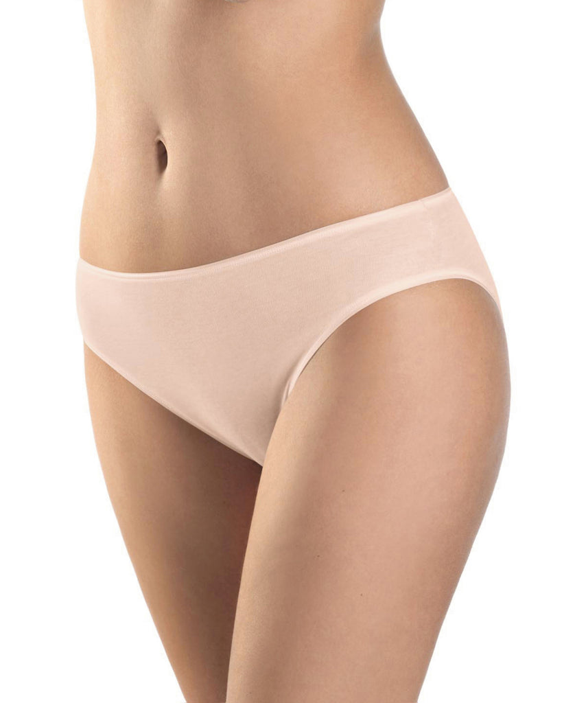 Cotton Seamless Hi-Cut Full Brief in Beige