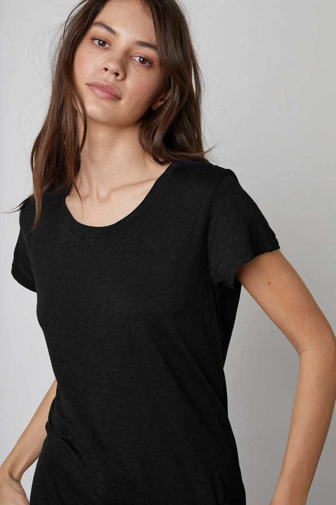 ODELIA Slub Short Sleeve Crew Tee in Black