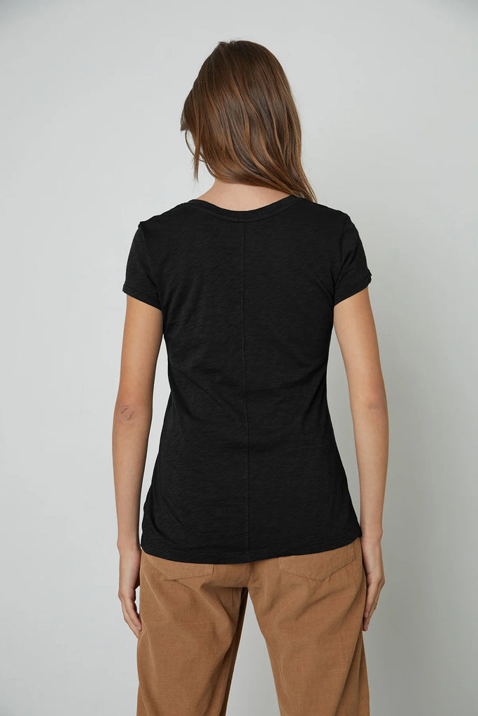 ODELIA Slub Short Sleeve Crew Tee in Black