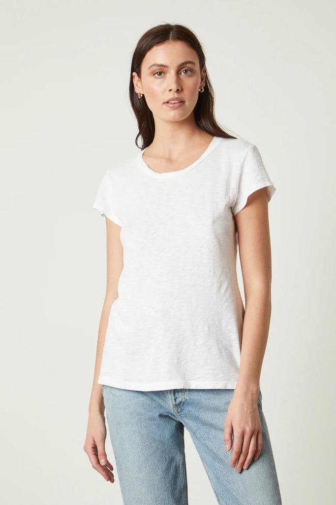 ODELIA Slub Short Sleeve Crew Tee in White