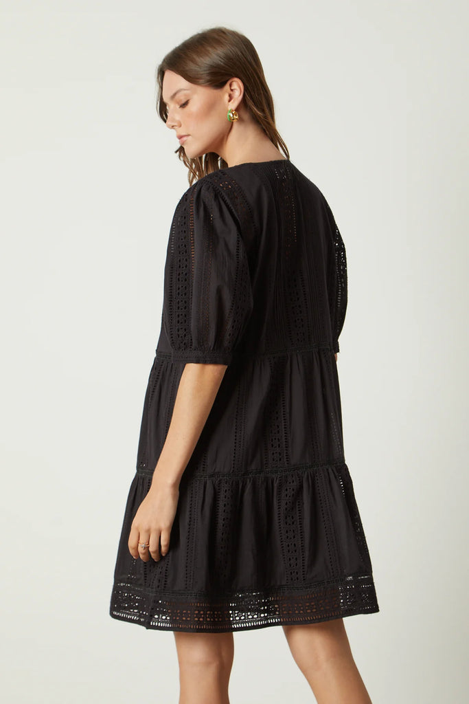 MARGARET Long Sleeve Boho Dress in Black