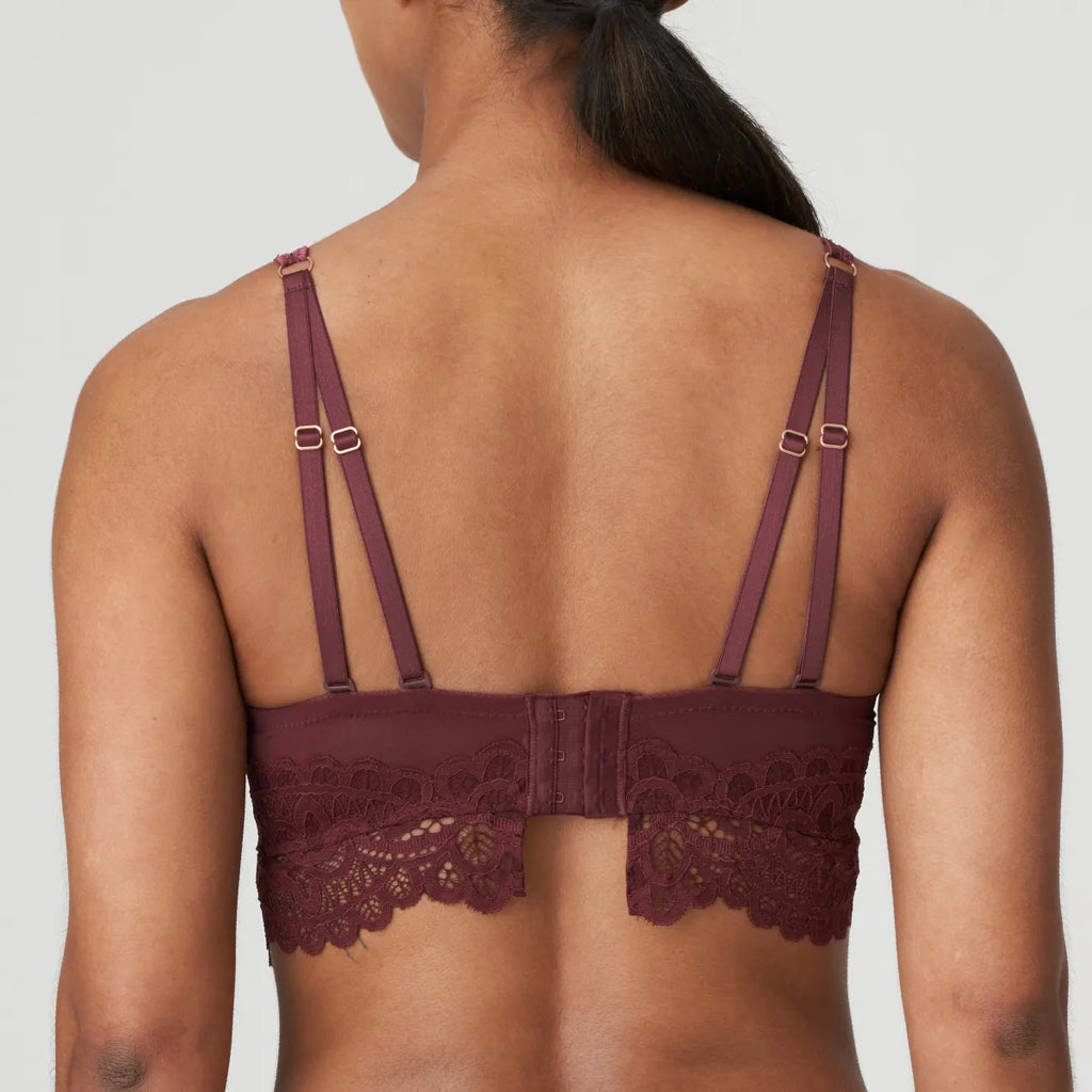 FIRST NIGHT Twist Plunge Longline Bra in Merlot